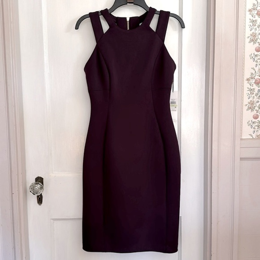 Calvin Klein Double Strapped Scuba Dress - Aubergine